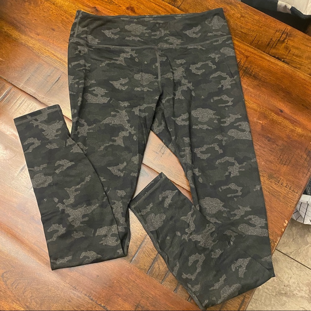 Fabletics Black and Gray Camo Powerhold Leggings